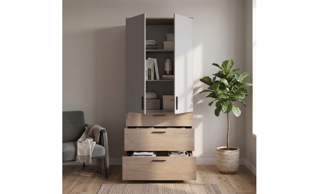 Skříň na oblečení Doros Thorn Cremona Cannolo/Šedá 2 DTD/3Š police 90х51.6х200 (44900458)