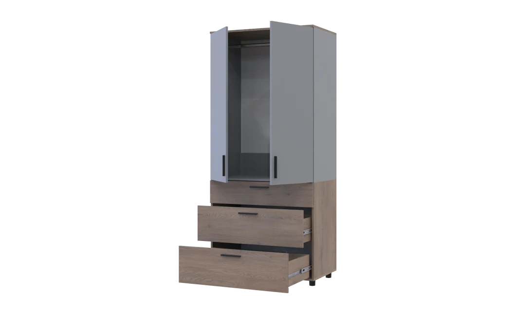Skříň na oblečení Doros Thorn Cremona Cannolo/Šedá 2 DTD/3Š tyč 90х51.6х200 (44900457)
