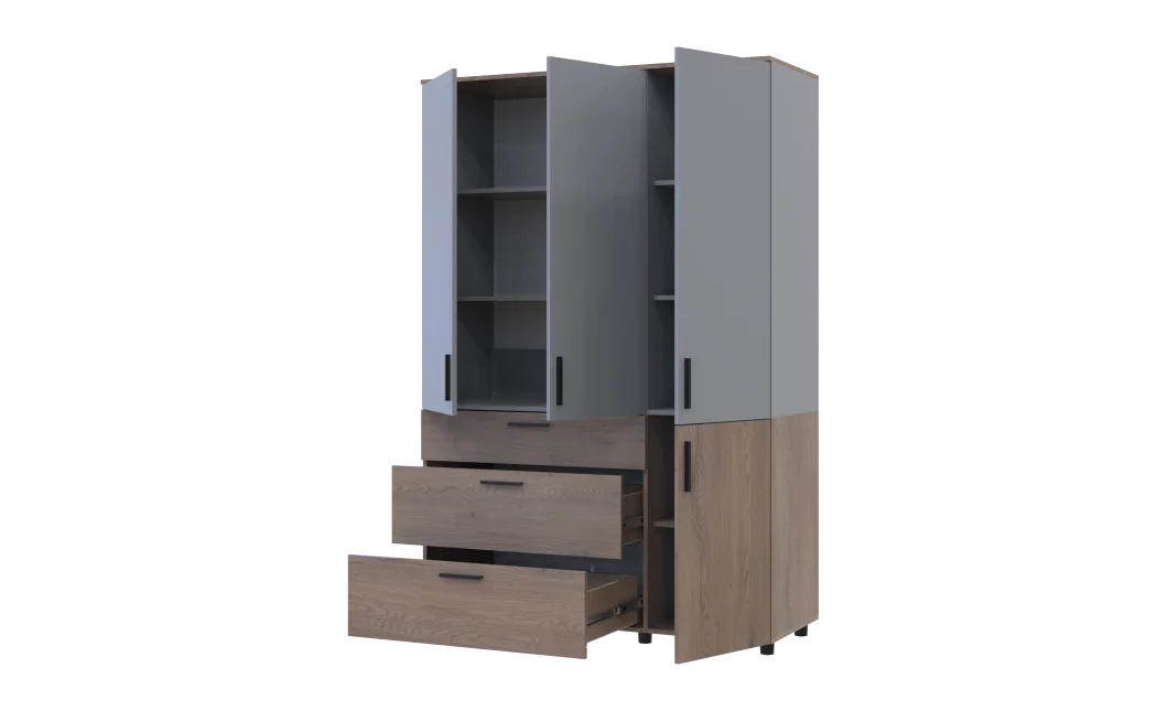 Skříň na oblečení Doros Thorn Cremona Cannolo/Šedá 3 DTD/3Š police 135х51.6х200 (44900506)