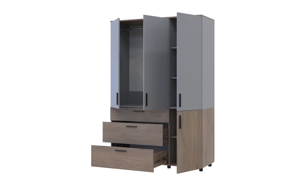Skříň na oblečení Doros Thorn Cremona Cannolo/Šedá 3 DTD/3Š tyč 135х51.6х200 (44900505)