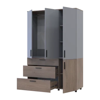 Skříň na oblečení Doros Thorn Cremona Cannolo/Šedá 3 DTD/3Š tyč 135х51.6х200 (44900505)
