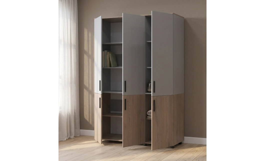 Skříň na oblečení Doros Thorn Cremona Cannolo/Šedá 3 DTD police 135x51.6x200 (44900504)