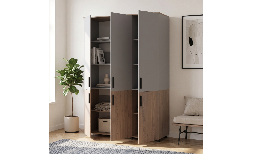 Skříň na oblečení Doros Thorn Cremona Cannolo/Šedá 3 DTD tyč 135х51.6х200 (44900503)