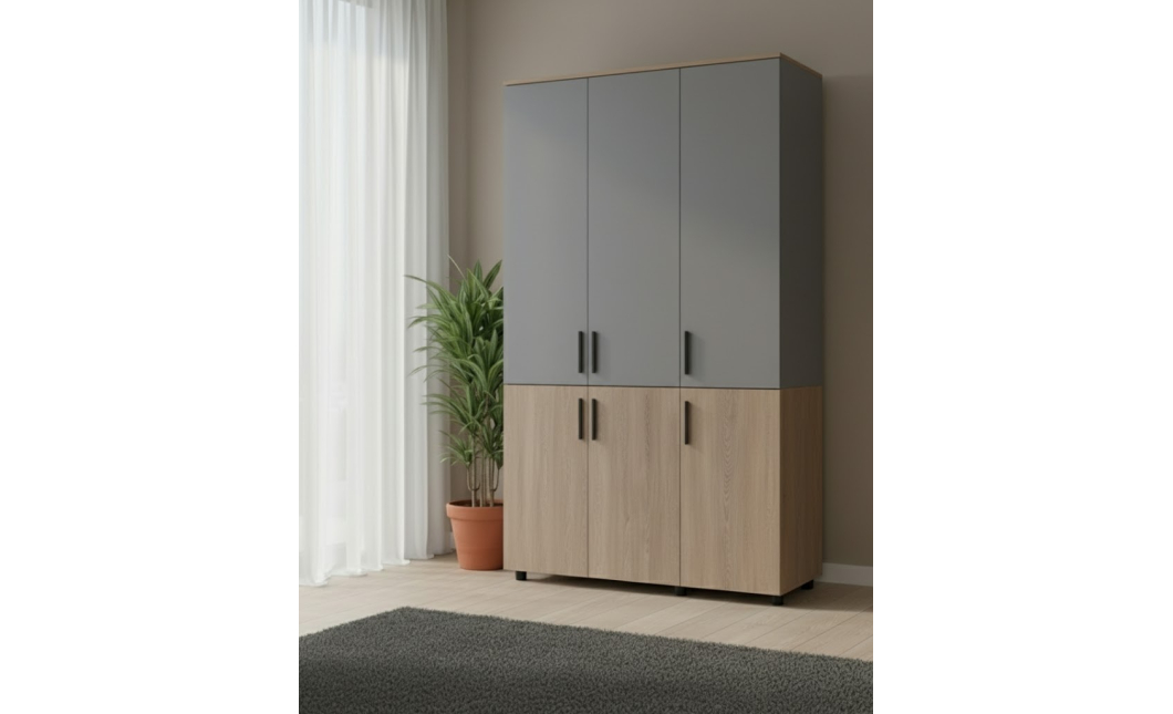 Skříň na oblečení Doros Thorn Cremona Cannolo/Šedá 3 DTD tyč 135х51.6х200 (44900503)