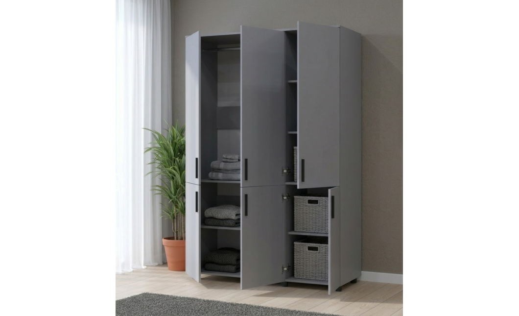 Skříň na oblečení Doros Thorn Šedá 3 DTD tyč 135x51.6x200 (44900487)
