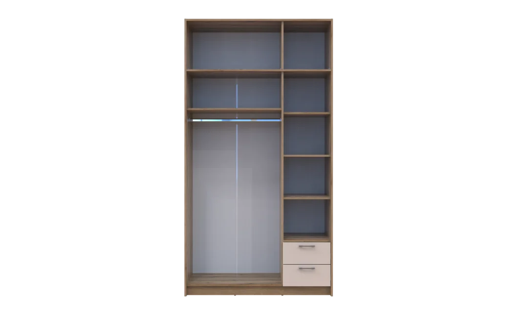 Šatní skříň Doros Rondy se zrcadlem a nadstavcem Dub Artisan/Kašmír 3 dveře 121x52x236 (80737821)