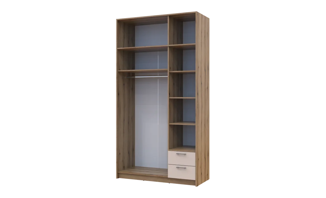 Šatní skříň Doros Rondy se zrcadlem a nadstavcem Dub Artisan/Kašmír 3 dveře 121x52x236 (80737821)