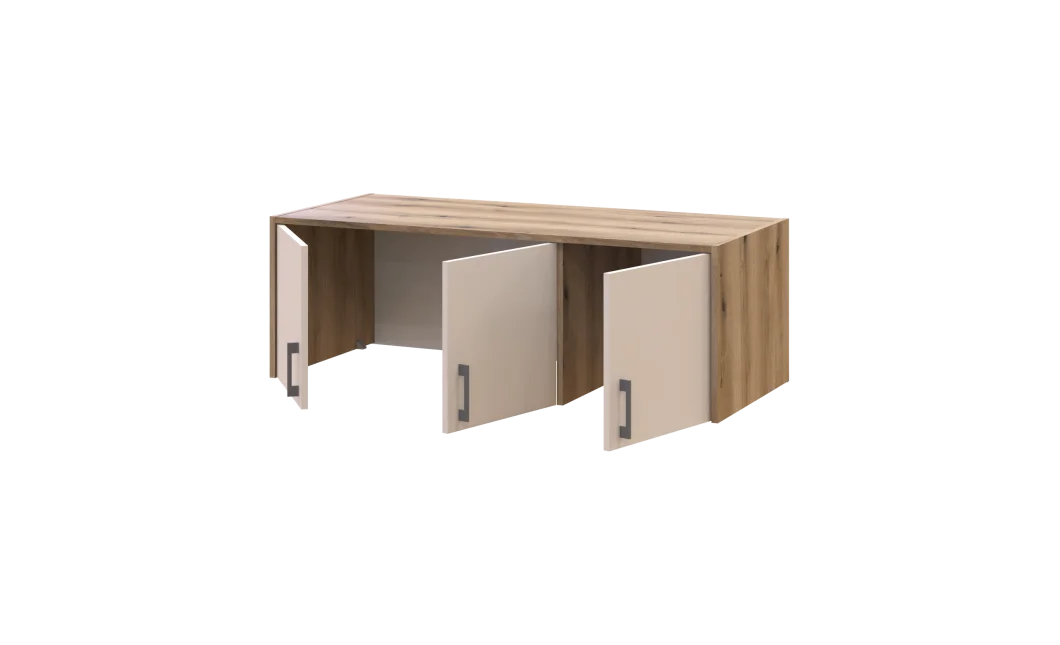 Šatní skříň Doros Rondy se zrcadlem a nadstavcem Dub Artisan/Kašmír 3 dveře 121x52x236 (80737821)