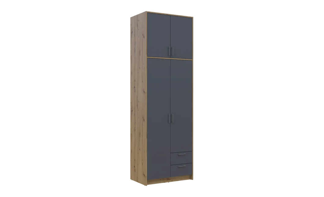 Šatní skříň Doros Rondy s vysokou antresolou Dub Artisan/Grafit 2 dvere 82×52×260 (42005186)