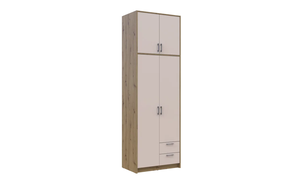 Šatní skříň Doros Rondy s vysokou antresolou Dub Artisan/Kašmír 2 dvere 82×52×260 (42005192)