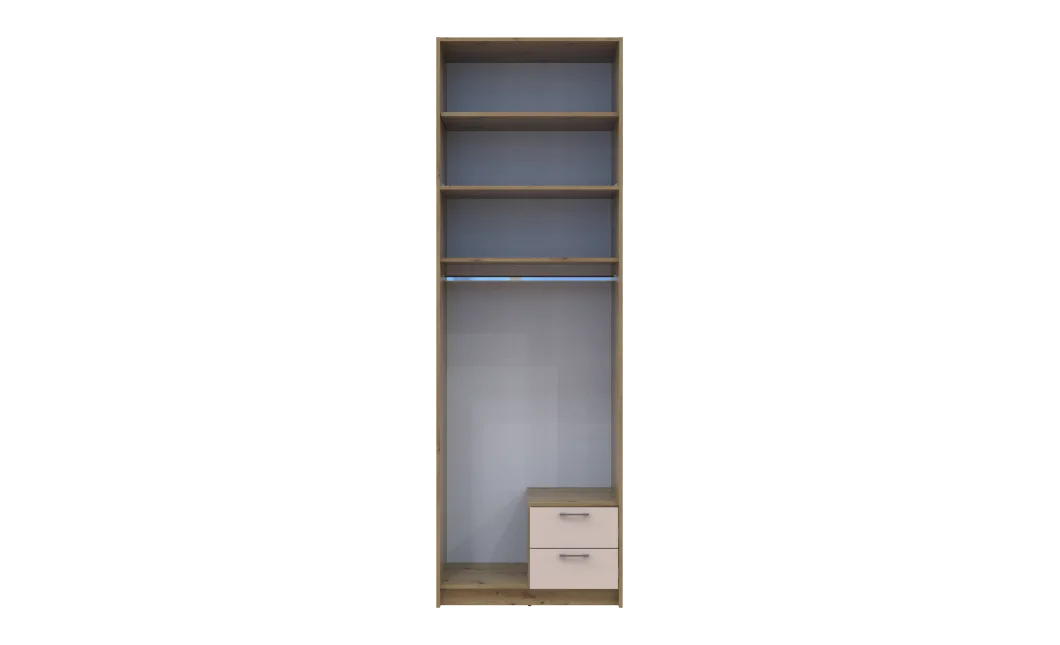 Šatní skříň Doros Rondy s vysokou antresolou Dub Artisan/Kašmír 2 dvere 82×52×260 (42005192)