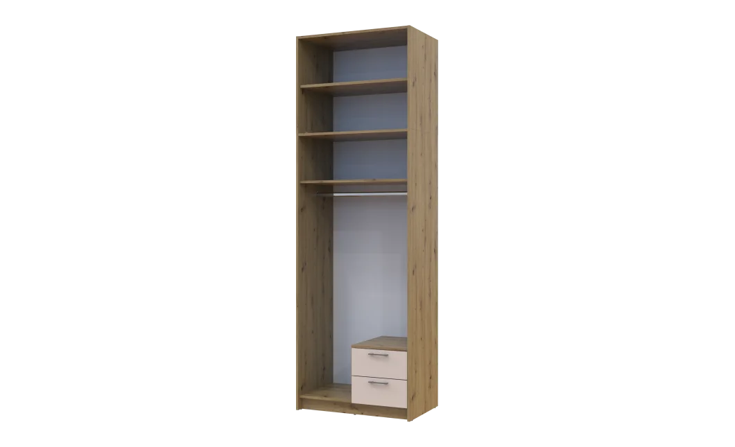 Šatní skříň Doros Rondy s vysokou antresolou Dub Artisan/Kašmír 2 dvere 82×52×260 (42005192)