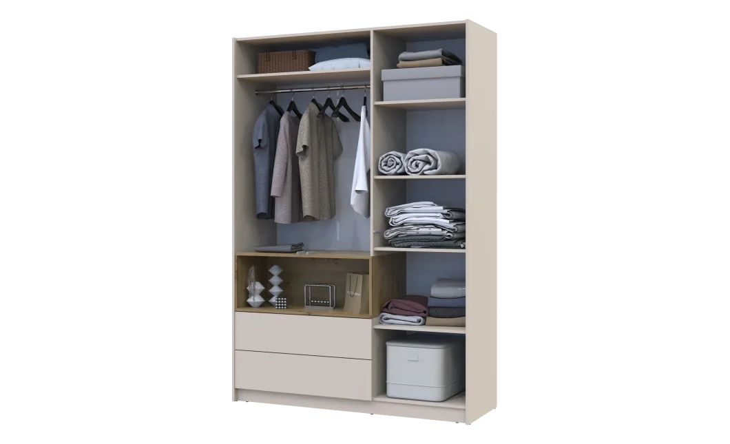 Skříň na oblečení s nikou Doros Dale Kašmír/Dub Artisan 3 dveře 150 × 52 × 220 (80737726)