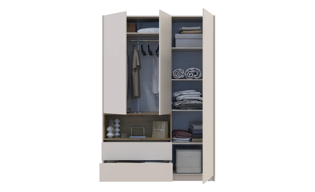 Skříň na oblečení s nikou Doros Dale Kašmír/Dub Artisan 3 dveře 150 × 52 × 220 (80737726)