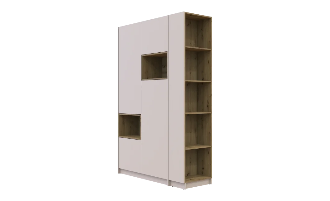 Šatní skříň s výklenkem a regálem Doros Dale Kašmír/Dub Artisan 2 dveře 143,2×52×220 (44900336)