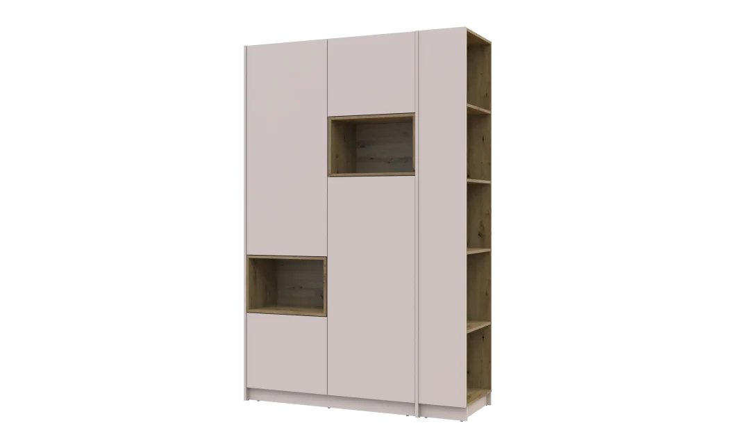 Šatní skříň s výklenkem a regálem Doros Dale Kašmír/Dub Artisan 2 dveře 143,2×52×220 (44900336)