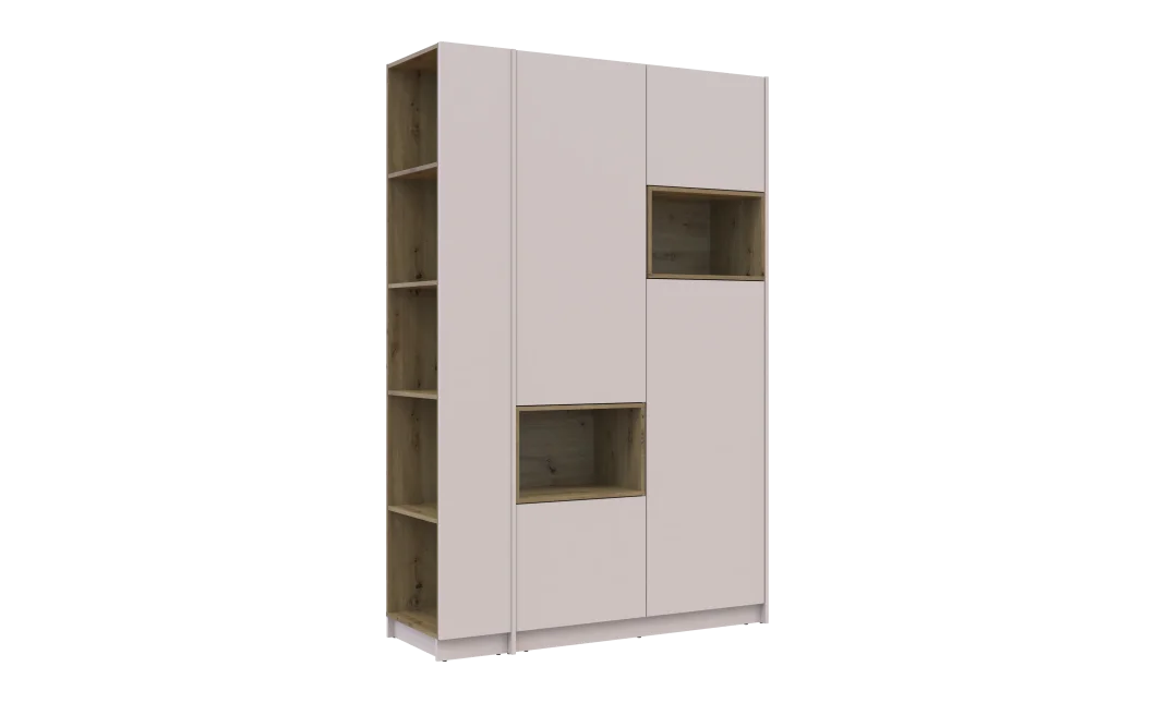 Šatní skříň s výklenkem a regálem Doros Dale Kašmír/Dub Artisan 2 dveře 143,2×52×220 (44900336)