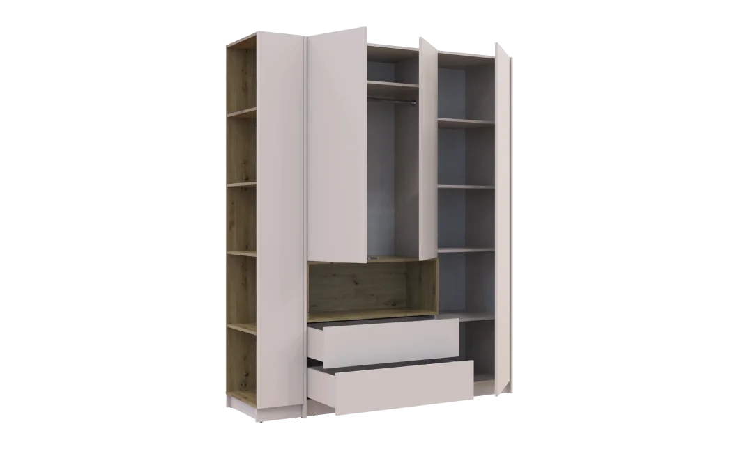 Šatní skříň s výklenkem a regálem Doros Dale Kašmír/Dub Artisan 3 dveře 178×52×220 (44900338)
