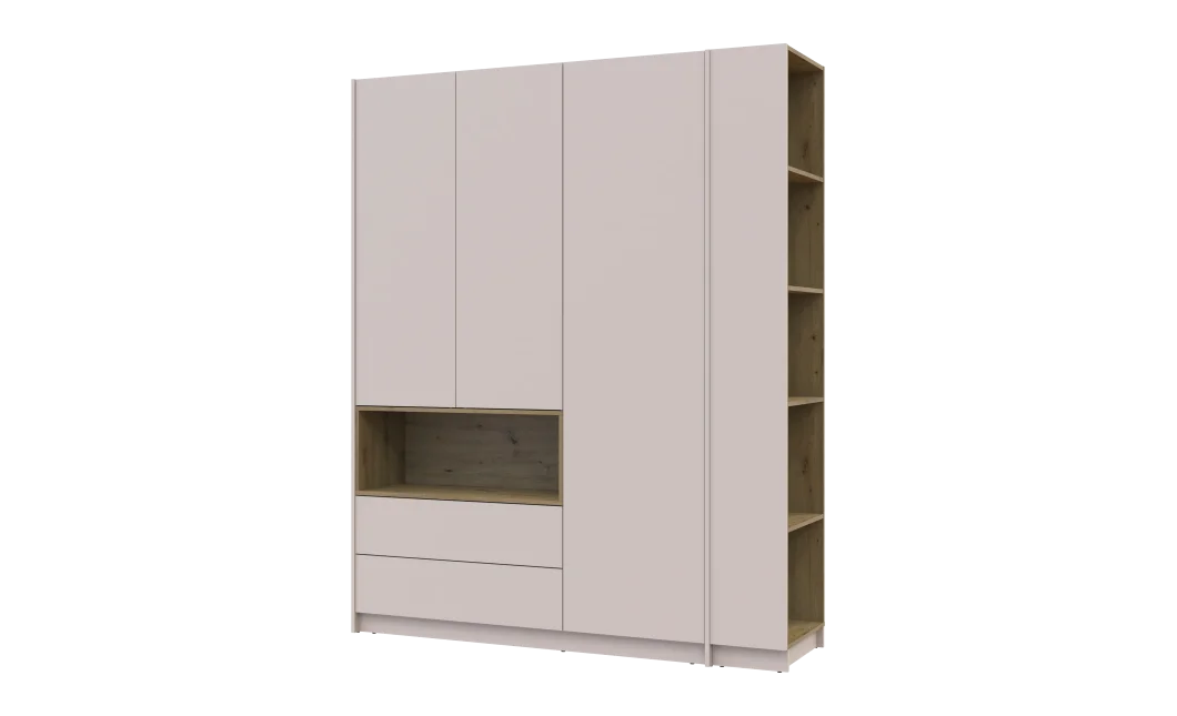 Šatní skříň s výklenkem a regálem Doros Dale Kašmír/Dub Artisan 3 dveře 178×52×220 (44900338)