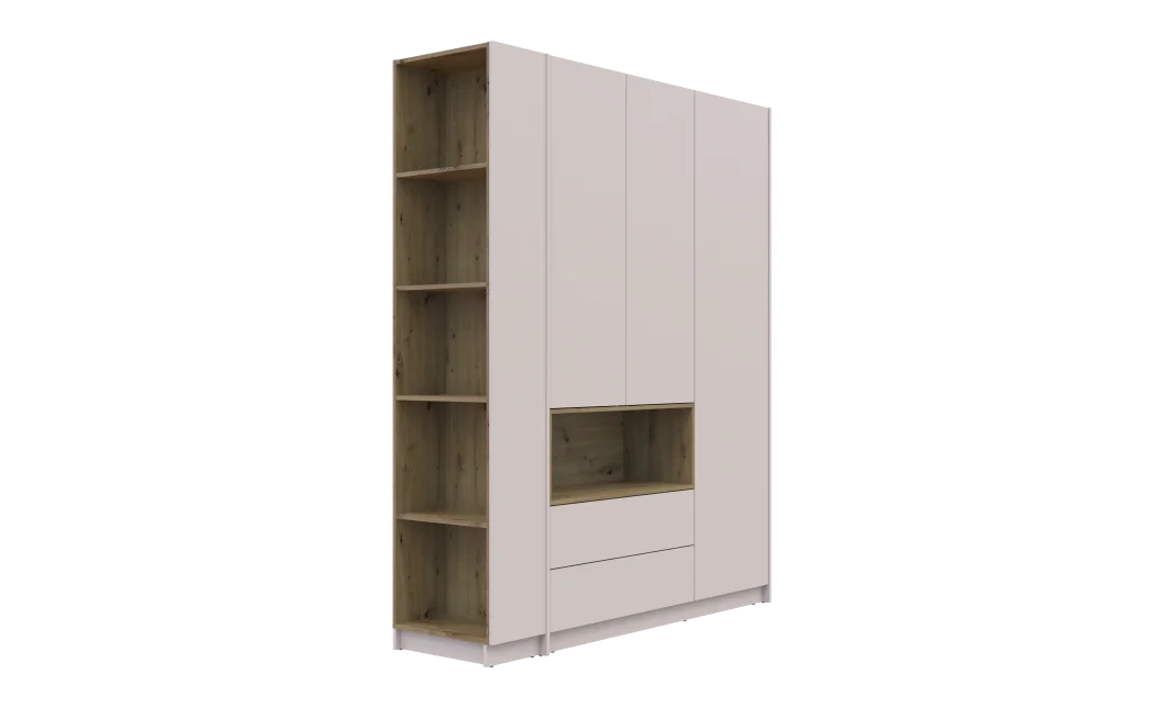 Šatní skříň s výklenkem a regálem Doros Dale Kašmír/Dub Artisan 3 dveře 178×52×220 (44900338)