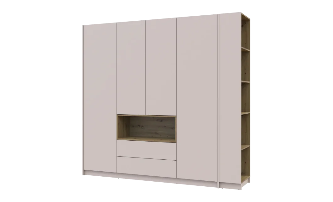 Šatní skříň s výklenkem a regálem Doros Dale Kašmír/Dub Artisan 4 dveře 234×52×220 (44900340)
