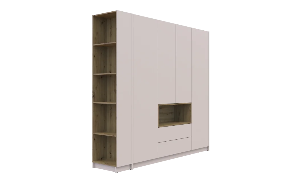 Šatní skříň s výklenkem a regálem Doros Dale Kašmír/Dub Artisan 4 dveře 234×52×220 (44900340)