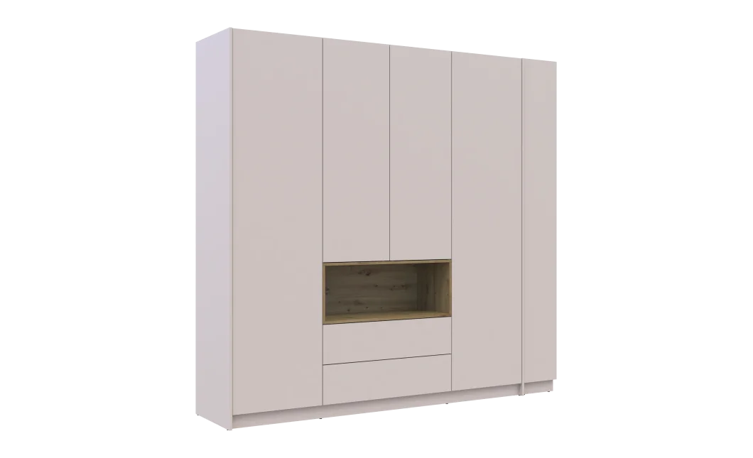 Šatní skříň s výklenkem a regálem Doros Dale Kašmír/Dub Artisan 4 dveře 234×52×220 (44900340)