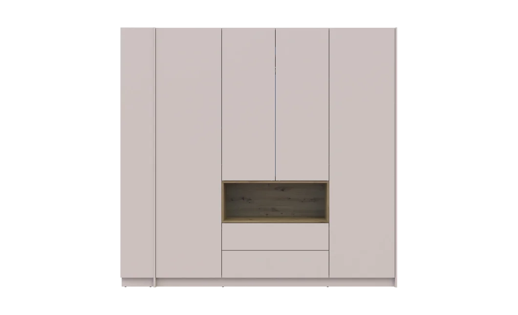 Šatní skříň s výklenkem a regálem Doros Dale Kašmír/Dub Artisan 4 dveře 234×52×220 (44900340)