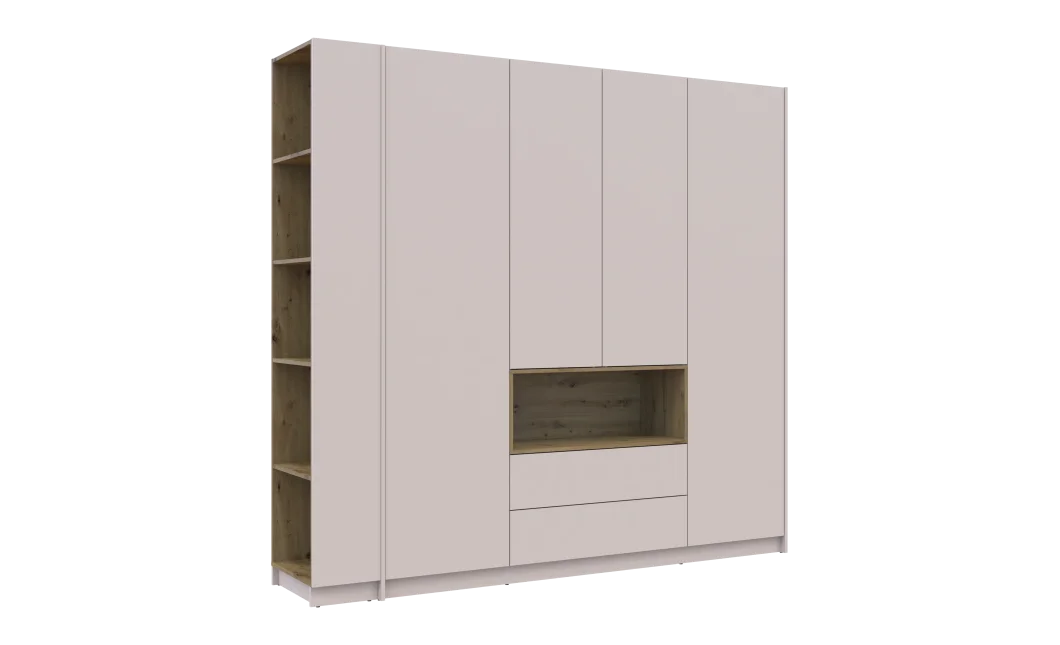 Šatní skříň s výklenkem a regálem Doros Dale Kašmír/Dub Artisan 4 dveře 234×52×220 (44900340)