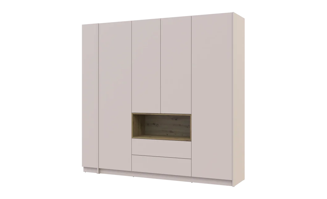 Šatní skříň s výklenkem a regálem Doros Dale Kašmír/Dub Artisan 4 dveře 234×52×220 (44900340)