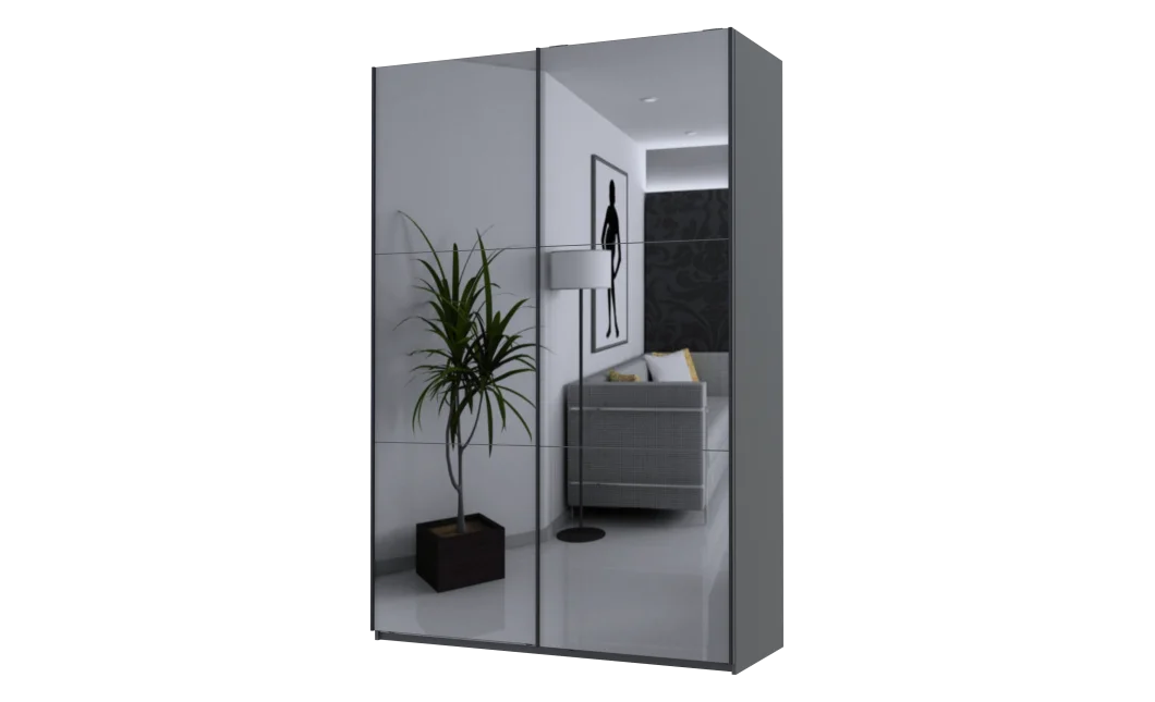 Šatní skříň s posuvnými dveřmi Doros G-Caiser Antracit 2 zrcadla / 3 části 160x60x240 (42005409)