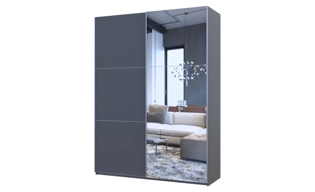 Šatní skříň s posuvnými dveřmi Doros G-Caiser Antracit / Antracit 1 dveře  / 1 zrcadlo / 3 části 160x60x240 (42005411)