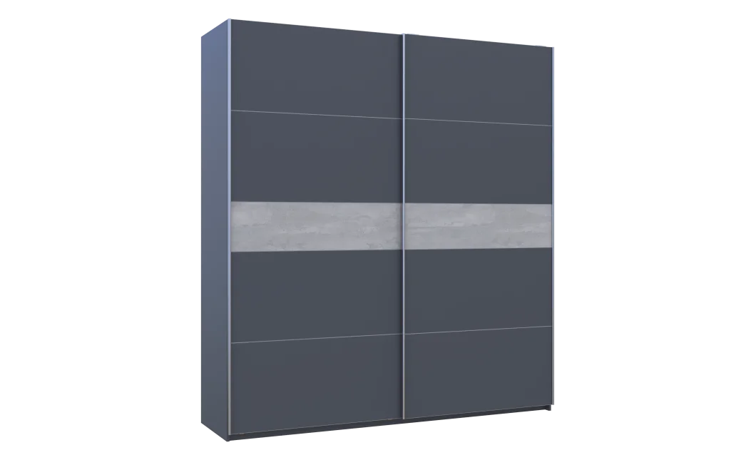 Šatní skříň s posuvnými dveřmi Doros G-Caiser Antracit / Antracit vložka Beton 2 dveře / 5 částí 220x60x240 (42005419)