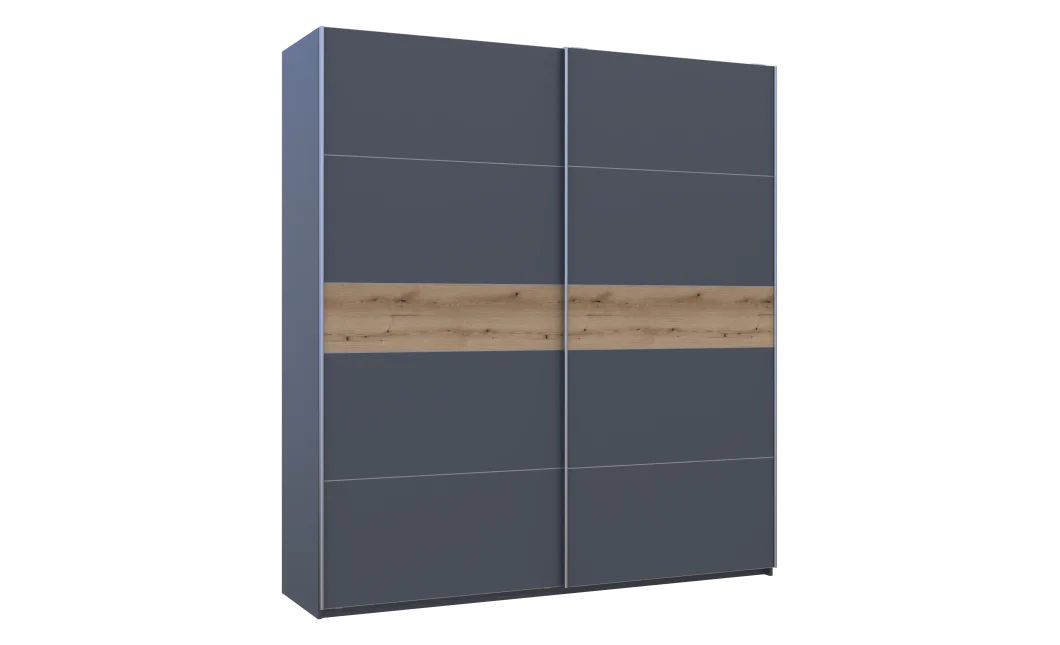 Šatní skříň s posuvnými dveřmi Doros G-Caiser Antracit / Antracit vložka Dub Evok 2 dveře  / 5 částí 220x60x240 (42005420)