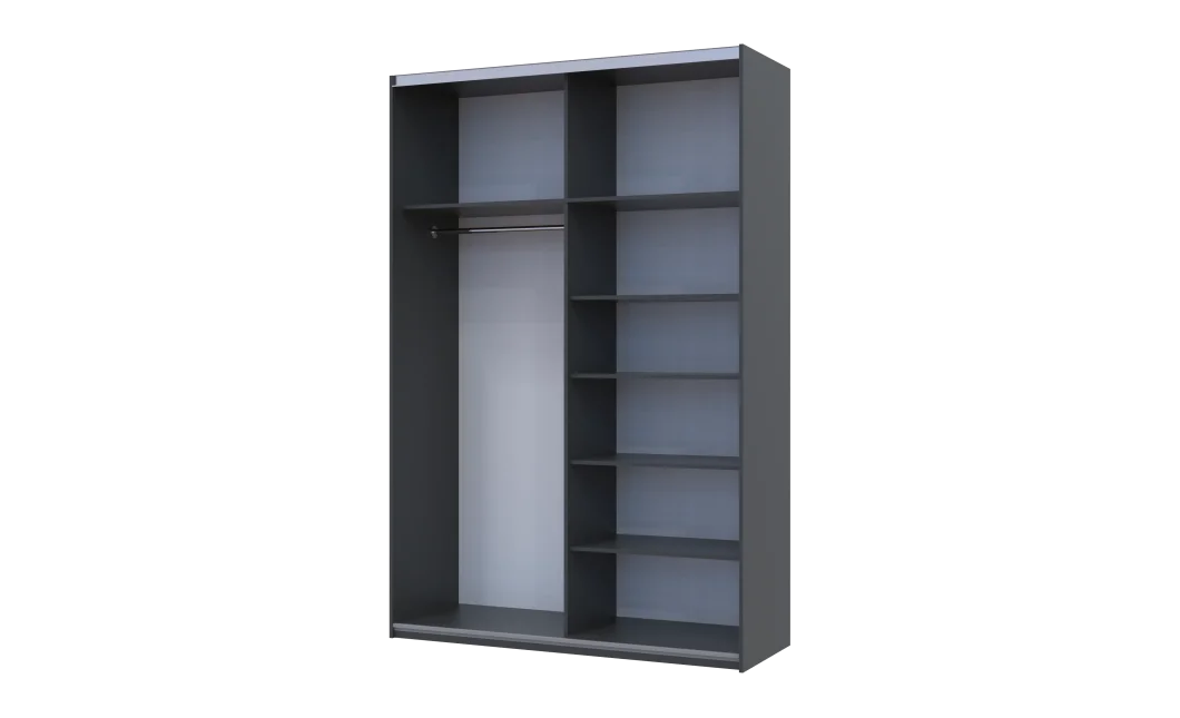 Šatní skříň s posuvnými dveřmi Doros G-Caiser Antracit / Bílá 1 dveře  / 1 zrcadlo / 3 části 160x60x240 (42005415)