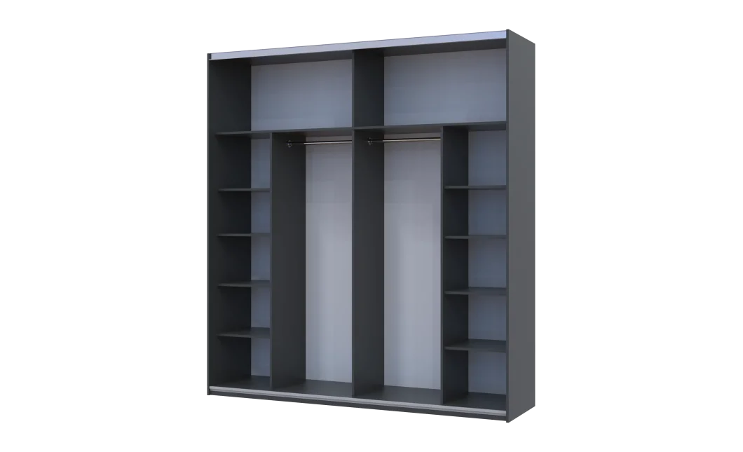 Šatní skříň s posuvnými dveřmi Doros G-Caiser Antracit / Bílá vložka Beton 2 dveře  / 4 části 220x60x240 (42005417)