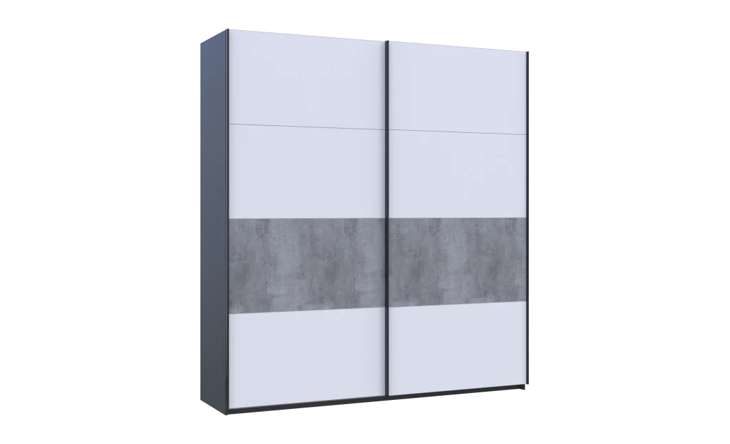 Šatní skříň s posuvnými dveřmi Doros G-Caiser Antracit / Bílá vložka Beton 2 dveře  / 4 části 220x60x240 (42005417)