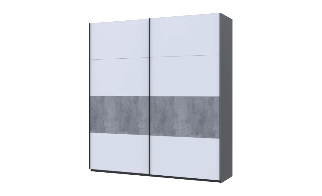Šatní skříň s posuvnými dveřmi Doros G-Caiser Antracit / Bílá vložka Beton 2 dveře  / 4 části 220x60x240 (42005417)