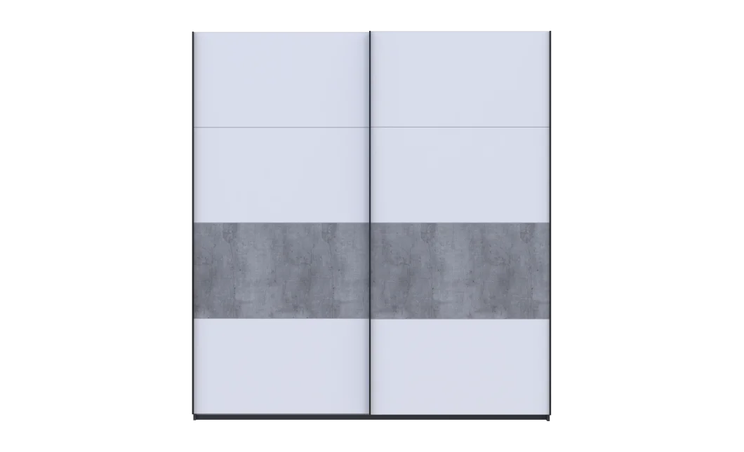 Šatní skříň s posuvnými dveřmi Doros G-Caiser Antracit / Bílá vložka Beton 2 dveře  / 4 části 220x60x240 (42005417)