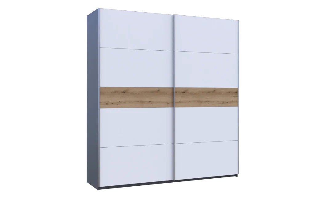 Šatní skříň s posuvnými dveřmi Doros G-Caiser Antracit / Bílá vložka Dub Evok 2 dveře  / 5 částí 220x60x240 (42005418)
