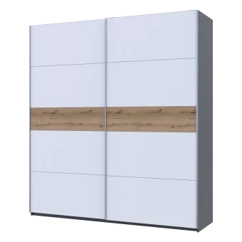 Šatní skříň s posuvnými dveřmi Doros G-Caiser Antracit / Bílá vložka Dub Evok 2 dveře  / 5 částí 220x60x240 (42005418)