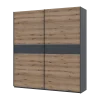 Šatní skříň s posuvnými dveřmi Doros G-Caiser Antracit / Dub Evok vložka Antracit 2 dveře / 5 částí 220x60x240 (42005421)