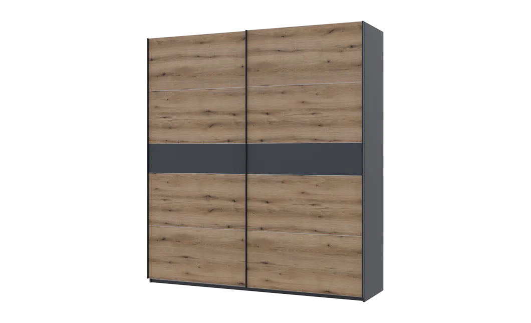 Šatní skříň s posuvnými dveřmi Doros G-Caiser Antracit / Dub Evok vložka Antracit 2 dveře / 5 částí 220x60x240 (42005421)