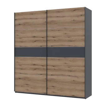 Šatní skříň s posuvnými dveřmi Doros G-Caiser Antracit / Dub Evok vložka Antracit 2 dveře / 5 částí 220x60x240 (42005421)