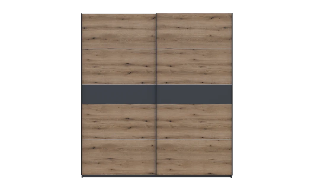 Šatní skříň s posuvnými dveřmi Doros G-Caiser Antracit / Dub Evok vložka Antracit 2 dveře / 5 částí 220x60x240 (42005421)