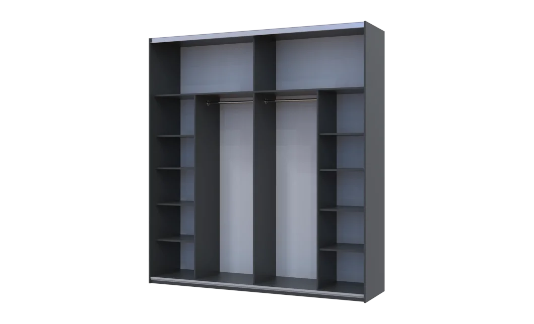 Šatní skříň s posuvnými dveřmi Doros G-Caiser Antracit / Dub Evok vložka Antracit 2 dveře / 5 částí 220x60x240 (42005421)