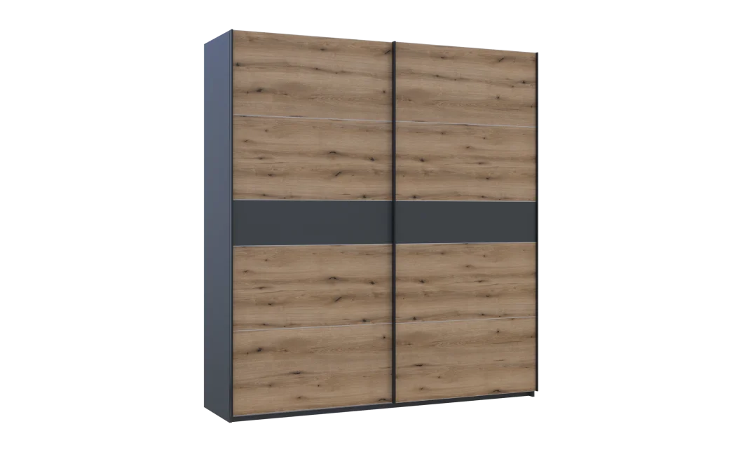 Šatní skříň s posuvnými dveřmi Doros G-Caiser Antracit / Dub Evok vložka Antracit 2 dveře / 5 částí 220x60x240 (42005421)