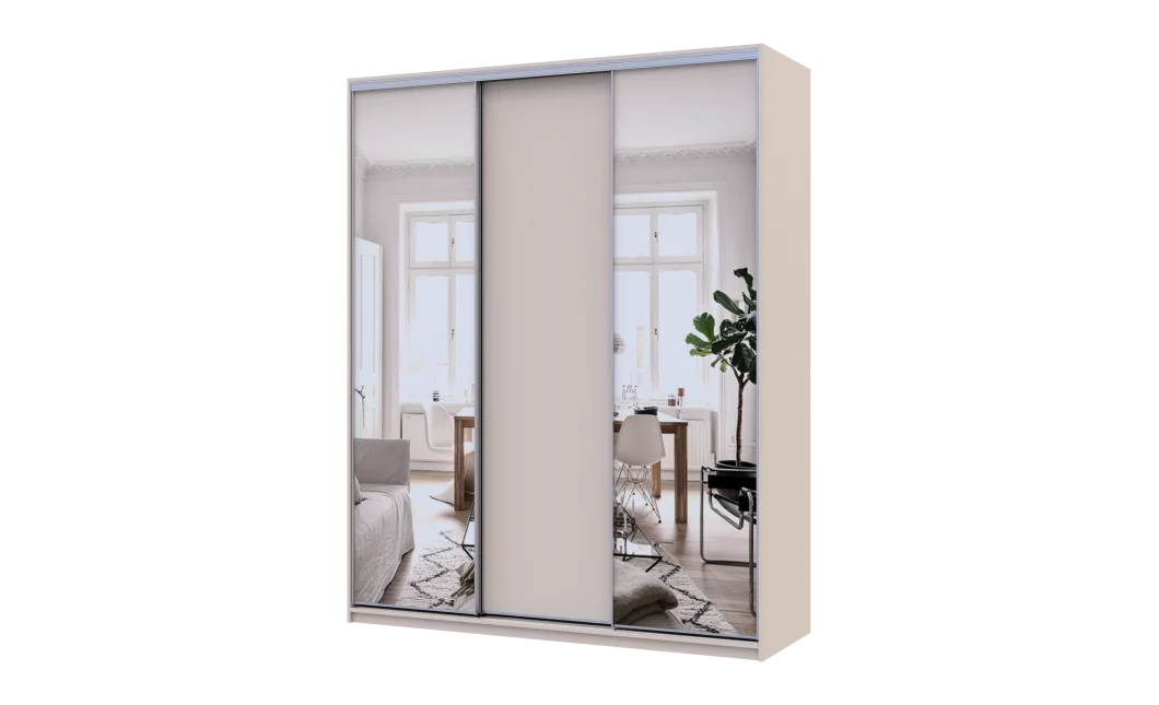 Šatní skříň s posuvnými dveřmi Doros City Light Kašmír 1 dveře / 2 zrcadla 180×60×225 (80736368)