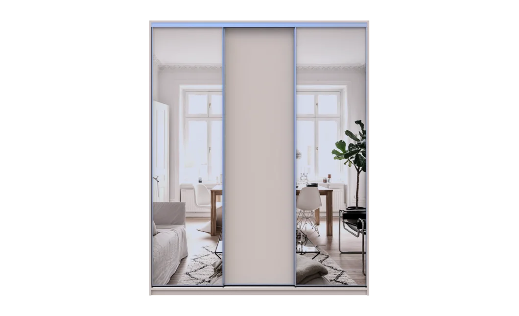 Šatní skříň s posuvnými dveřmi Doros City Light Kašmír 1 dveře / 2 zrcadla 180×60×225 (80736368)