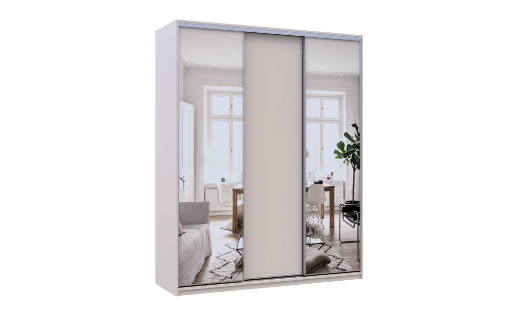 Šatní skříň s posuvnými dveřmi Doros City Light Kašmír 1 dveře / 2 zrcadla 180×60×225 (80736368)